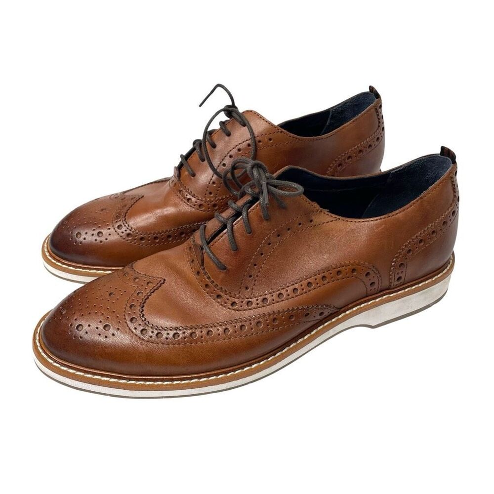 Cole Haan Morse Grand Wingtip Oxfords‎ loafers shoes Size 8 cognac brown